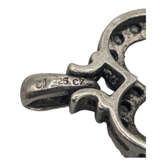 Vintage 925 Sterling Silver C Z Open Heart Pendant Only Cubic Zirconia Love - Picture 3 of 5